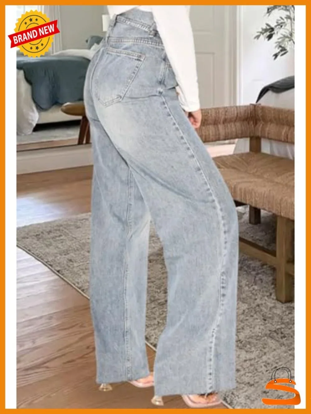 Wide Leg Jeans High Waist Stretch Baggy Loose Denim Pants